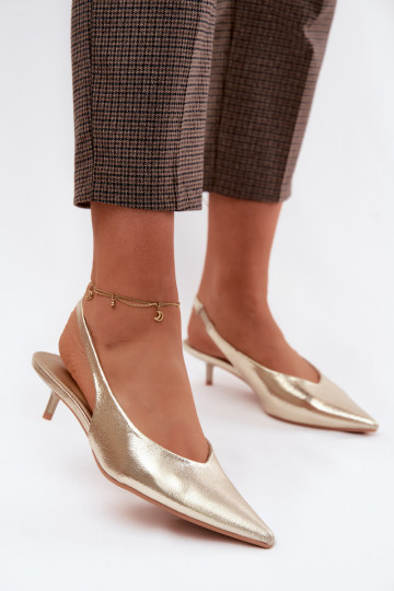 PealistesandaalidImitacji Skóry kõrge jämeda kontsaga Kuldset värvi Averelle 2