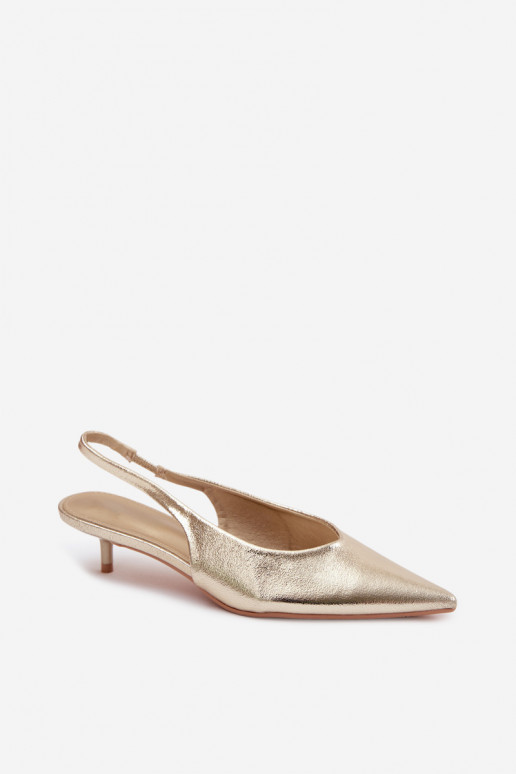 PealistesandaalidImitacji Skóry kõrge jämeda kontsaga Kuldset värvi Averelle