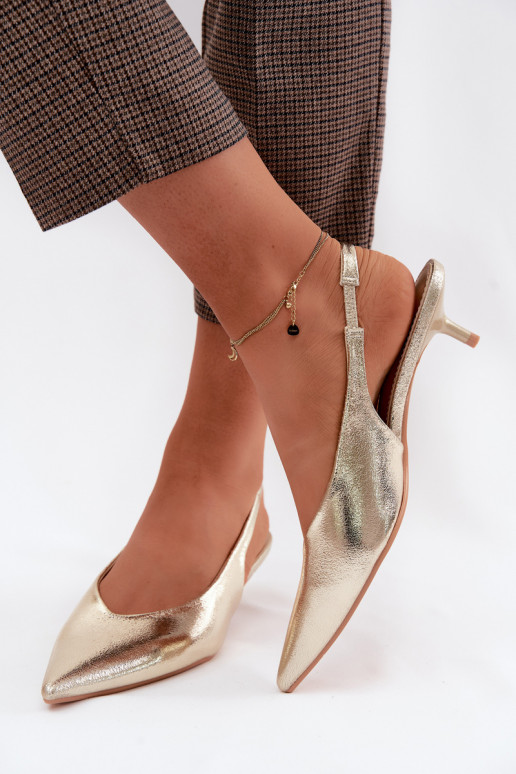 PealistesandaalidImitacji Skóry kõrge jämeda kontsaga Kuldset värvi Averelle