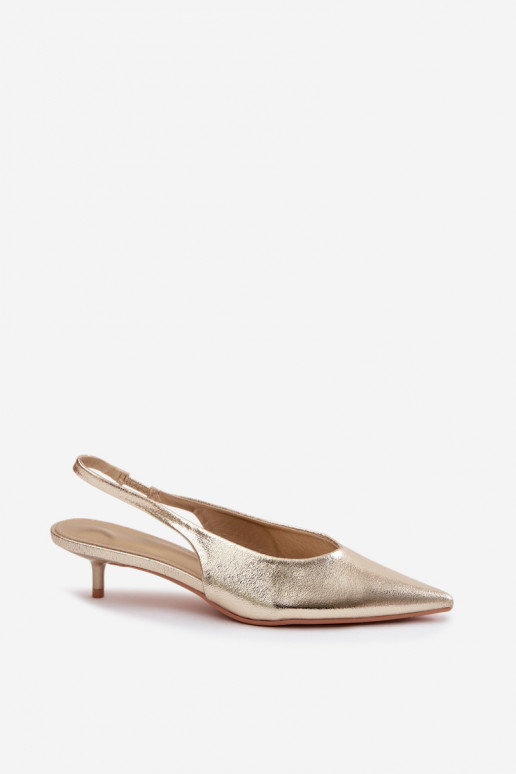 PealistesandaalidImitacji Skóry kõrge jämeda kontsaga Kuldset värvi Averelle