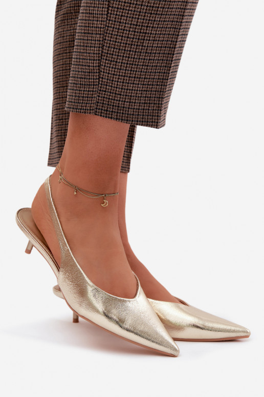 PealistesandaalidImitacji Skóry kõrge jämeda kontsaga Kuldset värvi Averelle