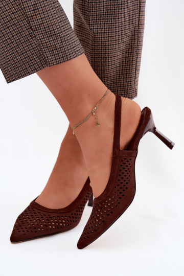 Ažuursed sandaalid Pealiste omad kõrge jämeda kontsagaImitacji seemisnakhsedu Czekoladosissee Velvia