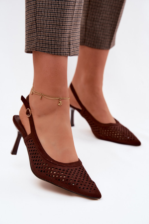 Ažuursed sandaalid Pealiste omad kõrge jämeda kontsagaImitacji seemisnakhsedu Czekoladosissee Velvia