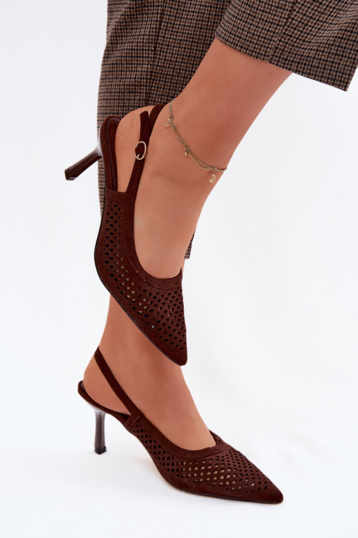 Ažuursed sandaalid Pealiste omad kõrge jämeda kontsagaImitacji seemisnakhsedu Czekoladosissee Velvia