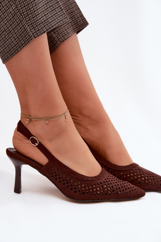 Ažuursed sandaalid Pealiste omad kõrge jämeda kontsagaImitacji seemisnakhsedu Czekoladosissee Velvia