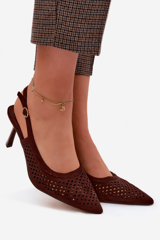 Ažuursed sandaalid Pealiste omad kõrge jämeda kontsagaImitacji seemisnakhsedu Czekoladosissee Velvia