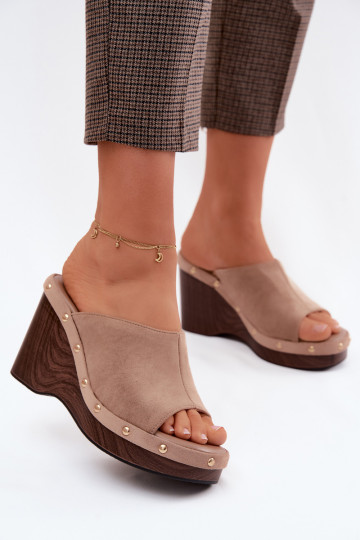 naiste plätud platvormigaImitacji seemisnakhsedu Kuldset värvi neetidega beeži värvi Norvia