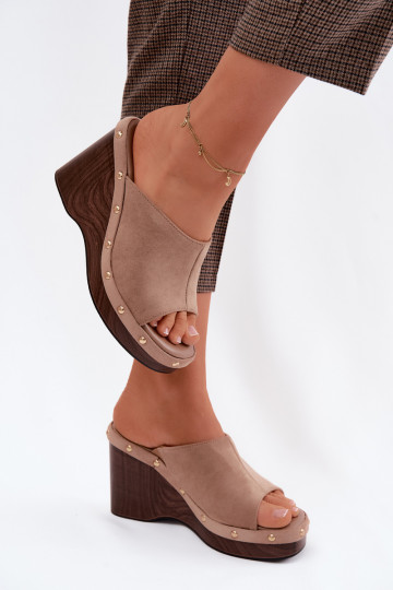 naiste plätud platvormigaImitacji seemisnakhsedu Kuldset värvi neetidega beeži värvi Norvia 2