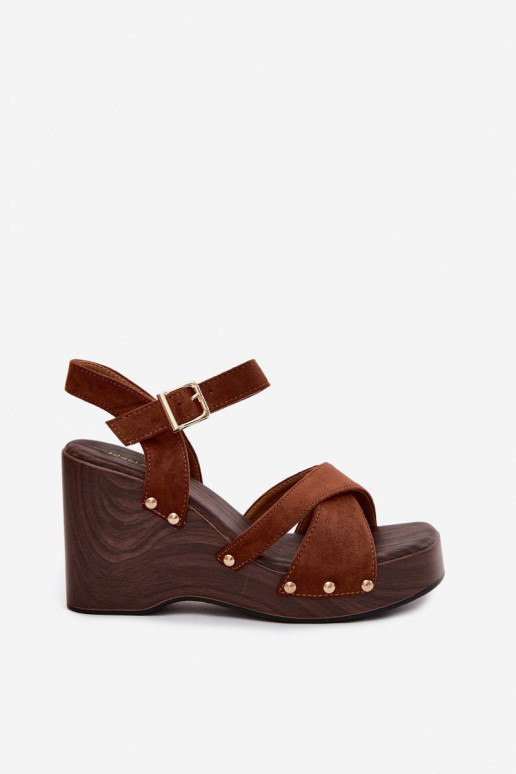 Pealistesandaalid platvormiga Ze Kuldset värvimi Pealastud pruunid värvi Velvra