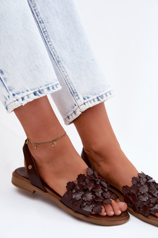 Pealistesandaalid laiade nööridega Zazoo 40468 Czekoladosissee