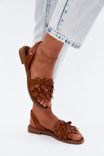 Pealistesandaalid laiade nööridega Zazoo 40468 pruunid värvi
