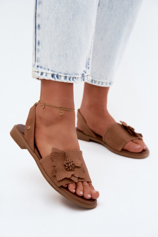 Pealhk Seemisnahast kingad laiade nööridega Koos Ornate Lill Zazoo 407471 pruunid värvi