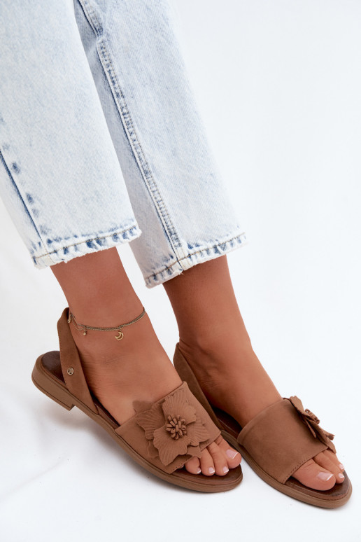 Pealhk Seemisnahast kingad laiade nööridega Koos Ornate Lill Zazoo 407471 pruunid värvi