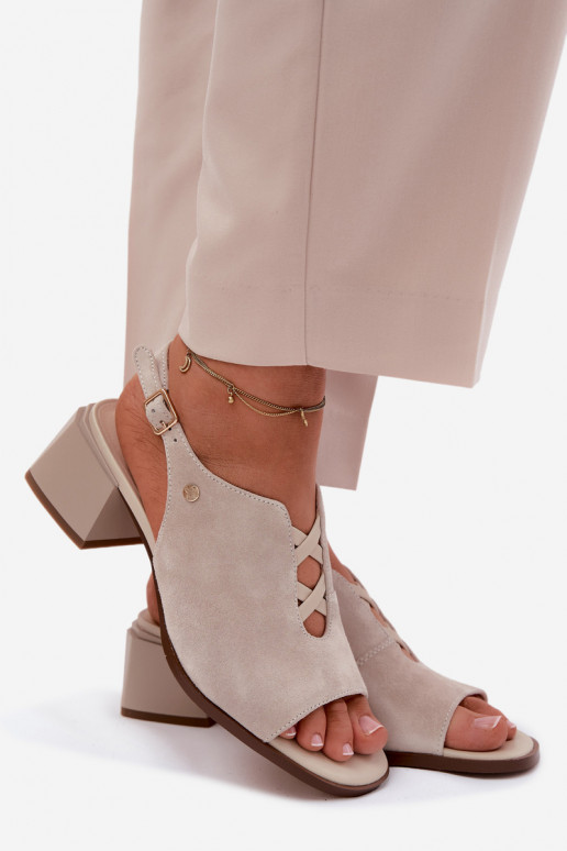 sandaalidPealturalnego seemisnakhsedu kõrge jämeda kontsaga Sellel onciejka K7521-22 Elevandiluu värvi