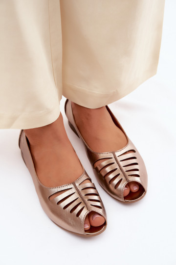 Ažuursed baleriinadPealturalnej Skóry Sellel onciejka P7541-32 Kuldset värvi