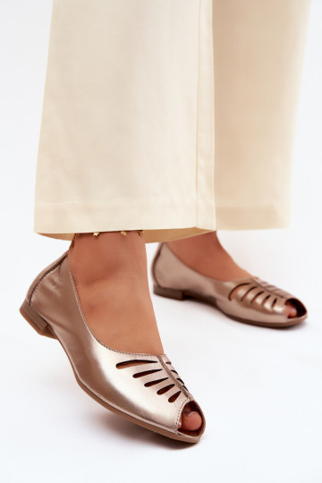 Ažuursed baleriinadPealturalnej Skóry Sellel onciejka P7541-32 Kuldset värvi 2