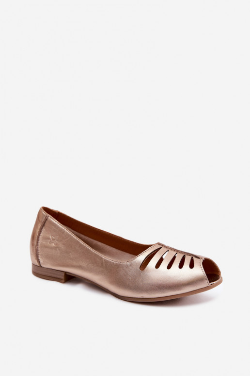 Ažuursed baleriinadPealturalnej Skóry Sellel onciejka P7541-32 Kuldset värvi