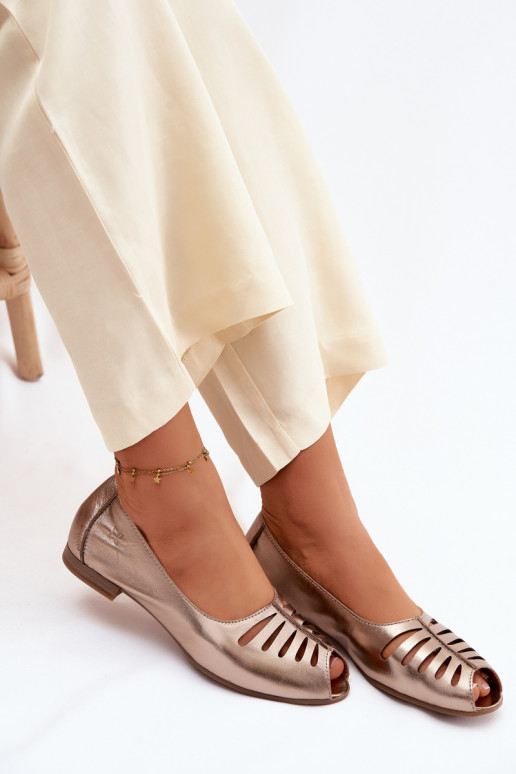 Ažuursed baleriinadPealturalnej Skóry Sellel onciejka P7541-32 Kuldset värvi