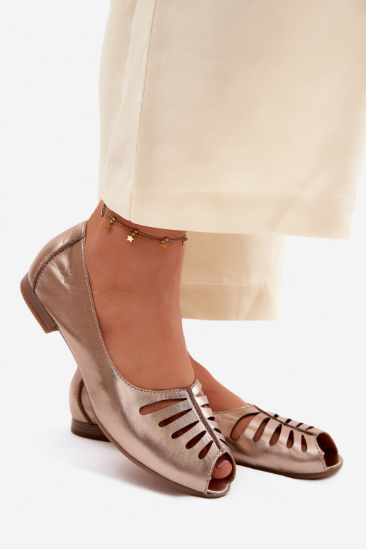 Ažuursed baleriinadPealturalnej Skóry Sellel onciejka P7541-32 Kuldset värvi