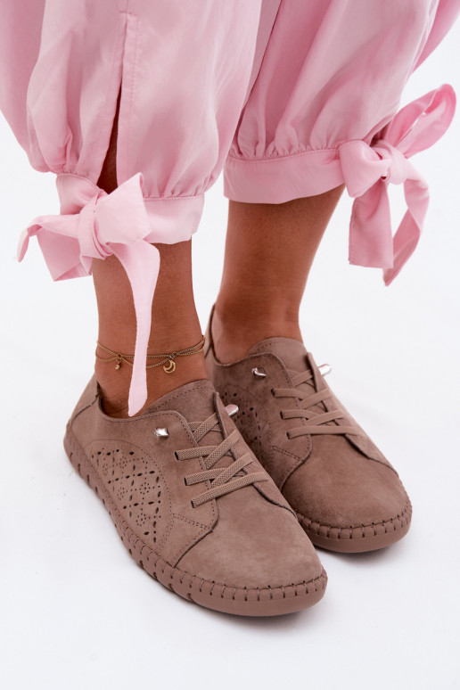 Ažuurne jalatsidPealturalnego seemisnakhsedu beeži värvi Flaria