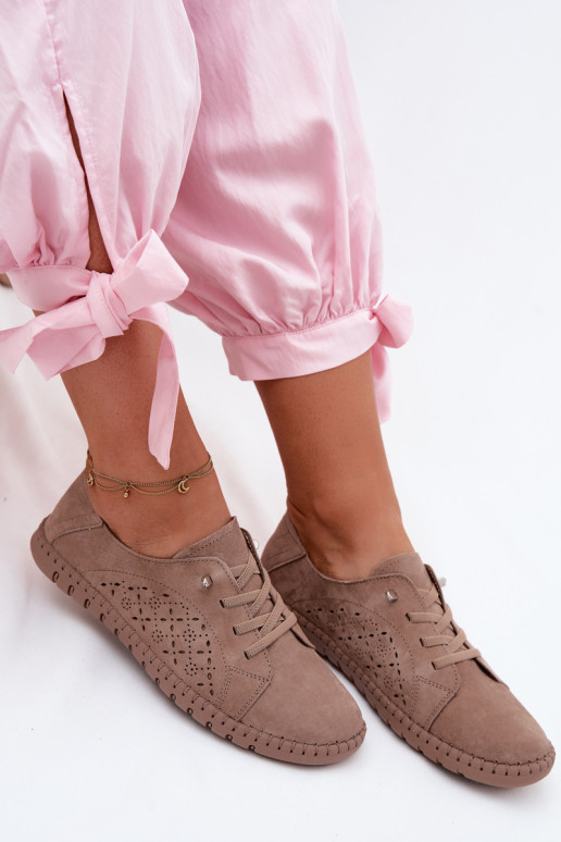 Ažuurne jalatsidPealturalnego seemisnakhsedu beeži värvi Flaria