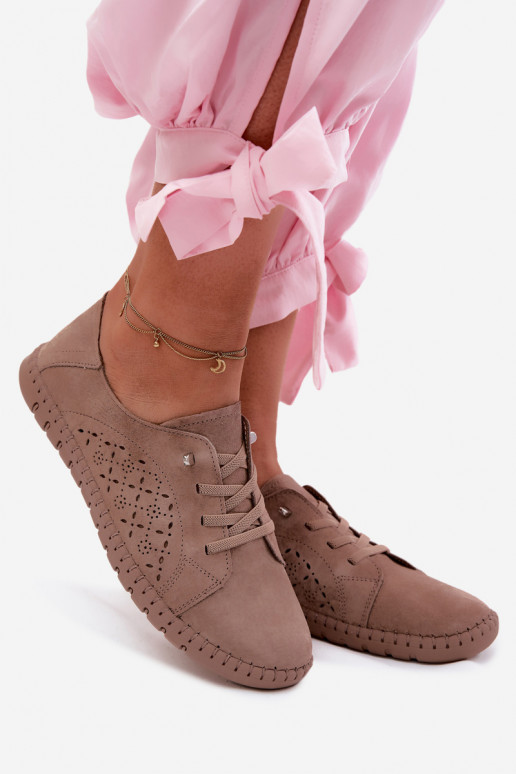 Ažuurne jalatsidPealturalnego seemisnakhsedu beeži värvi Flaria