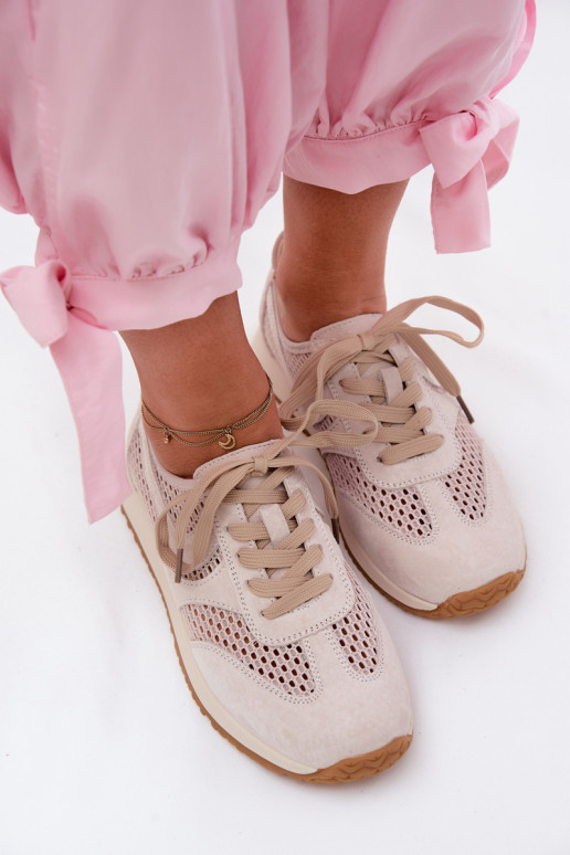 Ažuurne Sneakers tüüpi jalanõud Pealiste omad seemisnahast Elevandiluu värvi Gelina