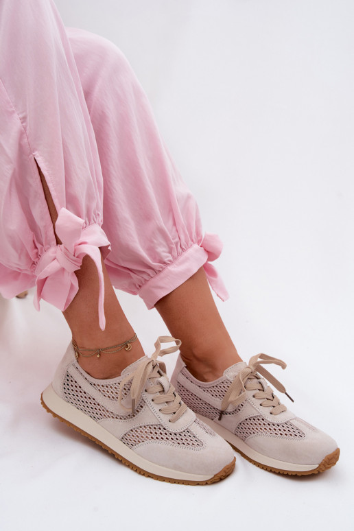 Ažuurne Sneakers tüüpi jalanõud Pealiste omad seemisnahast Elevandiluu värvi Gelina