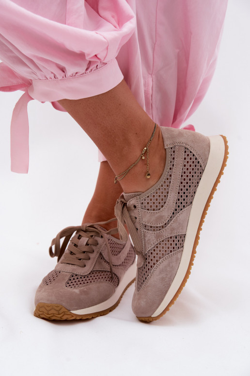Ažuurne Sneakers tüüpi jalanõud Pealiste omad seemisnahast beeži värvi Gelina