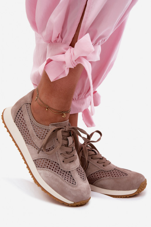 Ažuurne Sneakers tüüpi jalanõud Pealiste omad seemisnahast beeži värvi Gelina