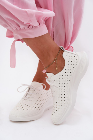 Ažuursed kingad Sportliku stiiliga Sneakers tüüpi jalanõud Pealiste omad valget värvi Heressa 2