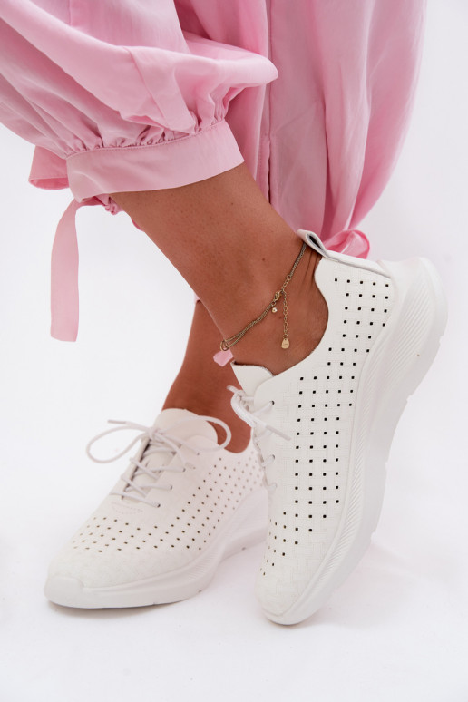 Ažuursed kingad Sportliku stiiliga Sneakers tüüpi jalanõud Pealiste omad valget värvi Heressa