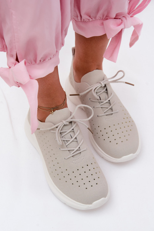 Ažuursed kingad Sportliku stiiliga Sneakers tüüpi jalanõud Pealiste omad Halli värvi Heressa