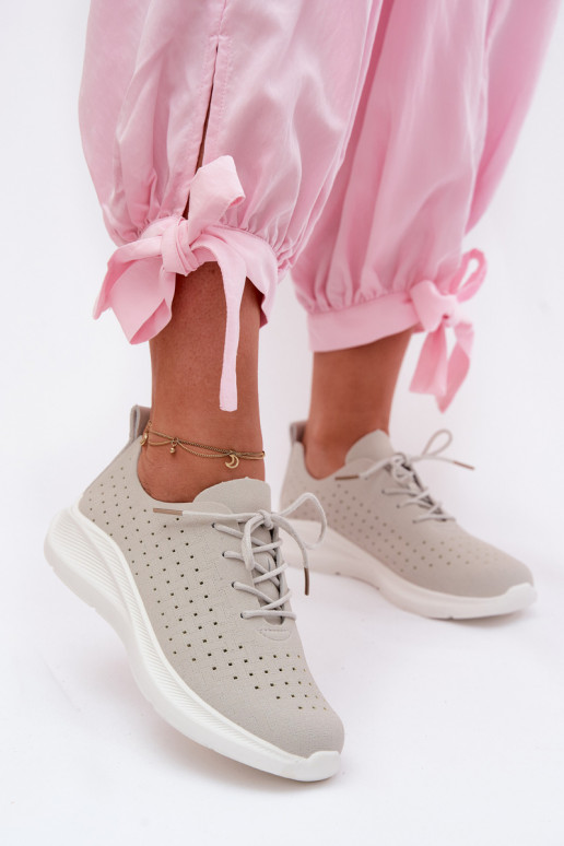 Ažuursed kingad Sportliku stiiliga Sneakers tüüpi jalanõud Pealiste omad Halli värvi Heressa