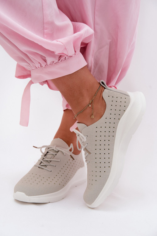 Ažuursed kingad Sportliku stiiliga Sneakers tüüpi jalanõud Pealiste omad Halli värvi Heressa