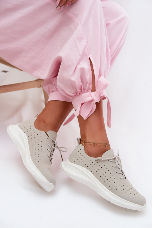 Ažuursed kingad Sportliku stiiliga Sneakers tüüpi jalanõud Pealiste omad Halli värvi Heressa