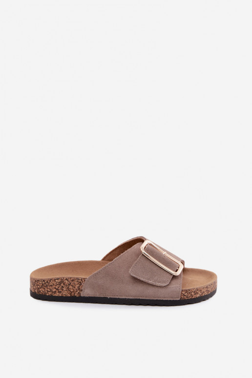 Pealhk naiste seemisnahksed sussid neetide ja pandlaga beeži värvi Beryl