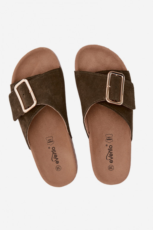 Pealhk naiste seemisnahksed sussid neetide ja pandlaga khakivärvi Beryl