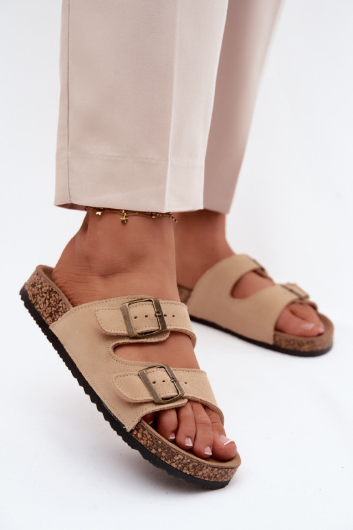 Tehisnahk sussid korkpõhjal klambritega liivakarva Tavira