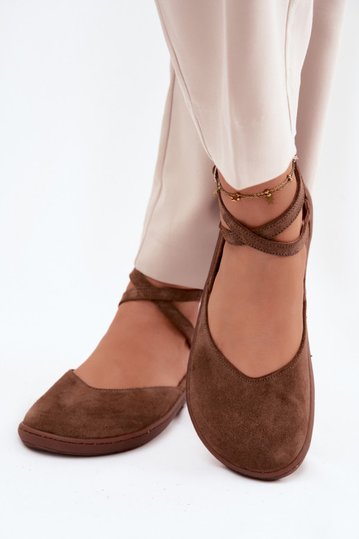 Seemisnahast baleriinad Pealiste omad Barefoot Triipudega Zazoo 320 pruunid värvi