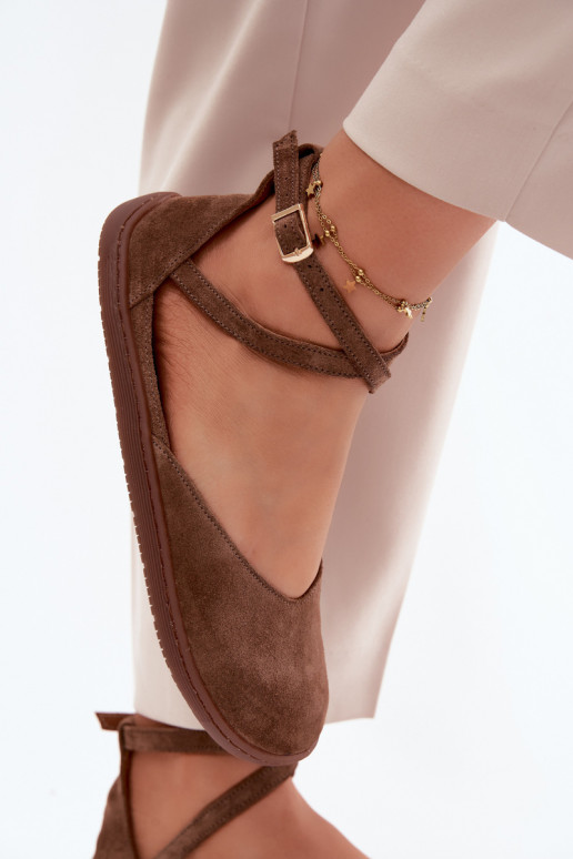 Seemisnahast baleriinad Pealiste omad Barefoot Triipudega Zazoo 320 pruunid värvi