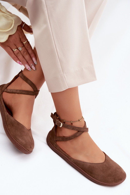 Seemisnahast baleriinad Pealiste omad Barefoot Triipudega Zazoo 320 pruunid värvi