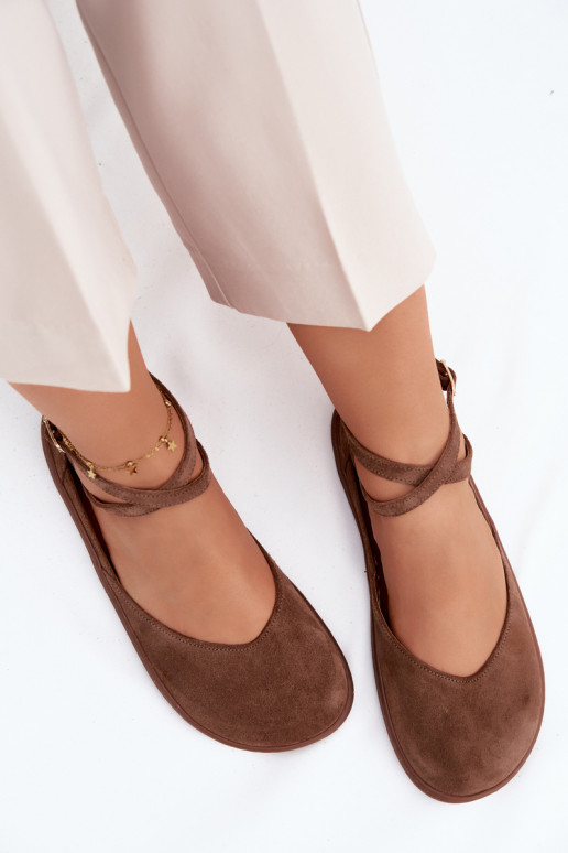 Seemisnahast baleriinad Pealiste omad Barefoot Triipudega Zazoo 320 pruunid värvi