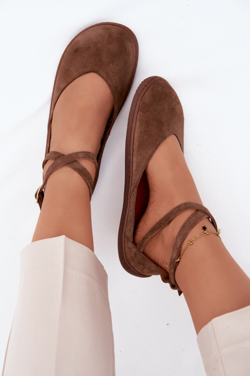 Seemisnahast baleriinad Pealiste omad Barefoot Triipudega Zazoo 320 pruunid värvi