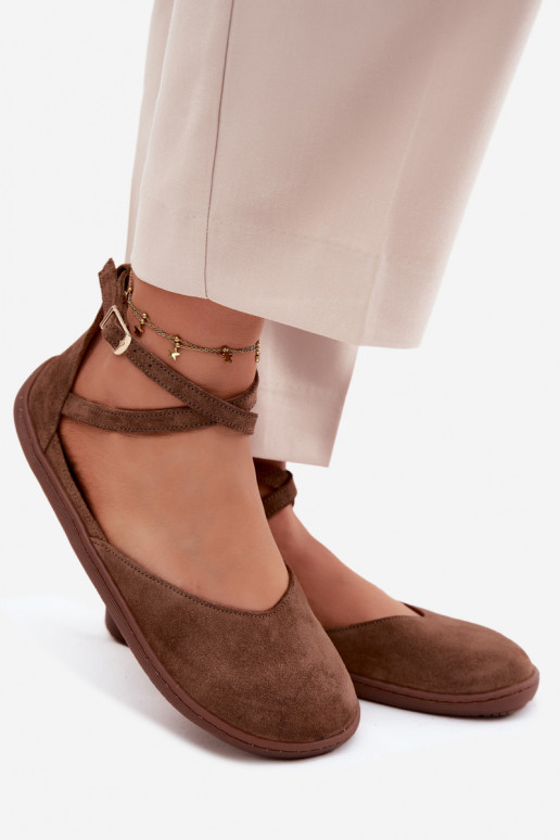 Seemisnahast baleriinad Pealiste omad Barefoot Triipudega Zazoo 320 pruunid värvi