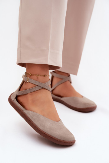 Seemisnahast baleriinad Pealiste omad Barefoot Triipudega Zazoo 320 Cappuccino 2