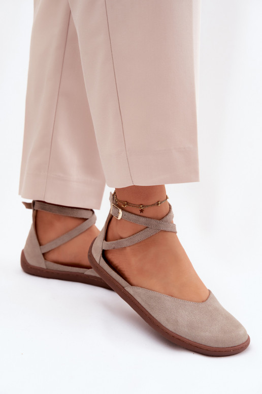 Seemisnahast baleriinad Pealiste omad Barefoot Triipudega Zazoo 320 Cappuccino