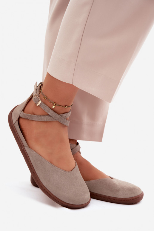 Seemisnahast baleriinad Pealiste omad Barefoot Triipudega Zazoo 320 Cappuccino