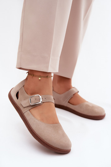 Pealhk Seemisnahast baleriinad Barefoot rihmadega Zazoo N1319 beeži värvi 2