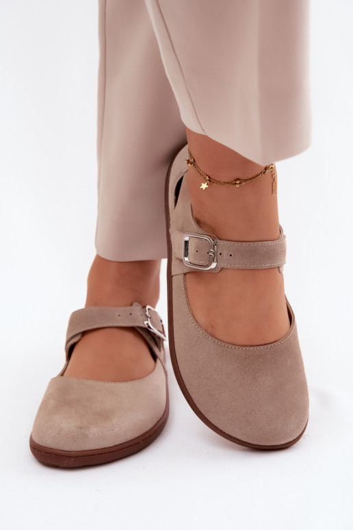 Tehisnahk ballerinad rihmadega liivakarva Zazoo N1319